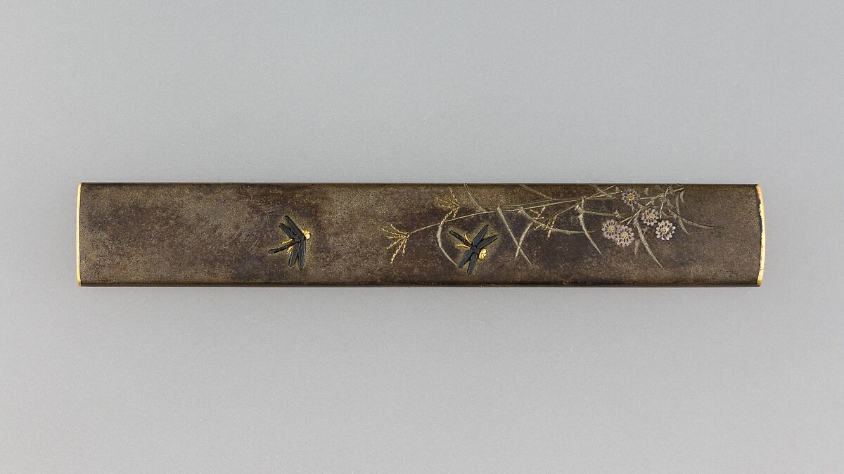 Knife Handle (Kozuka), Copper-silver alloy (shibuichi), gold, silver, copper-gold alloy (shakudō), Japanese 