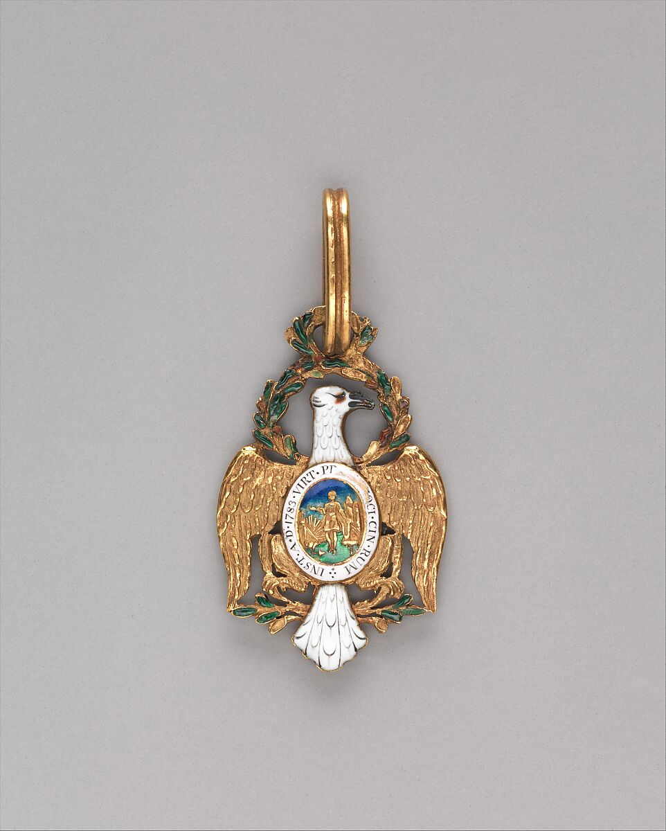 Badge of the Cincinnati Medal, Designed by Pierre Charles L&#39;Enfant (1754–1825), Gold 