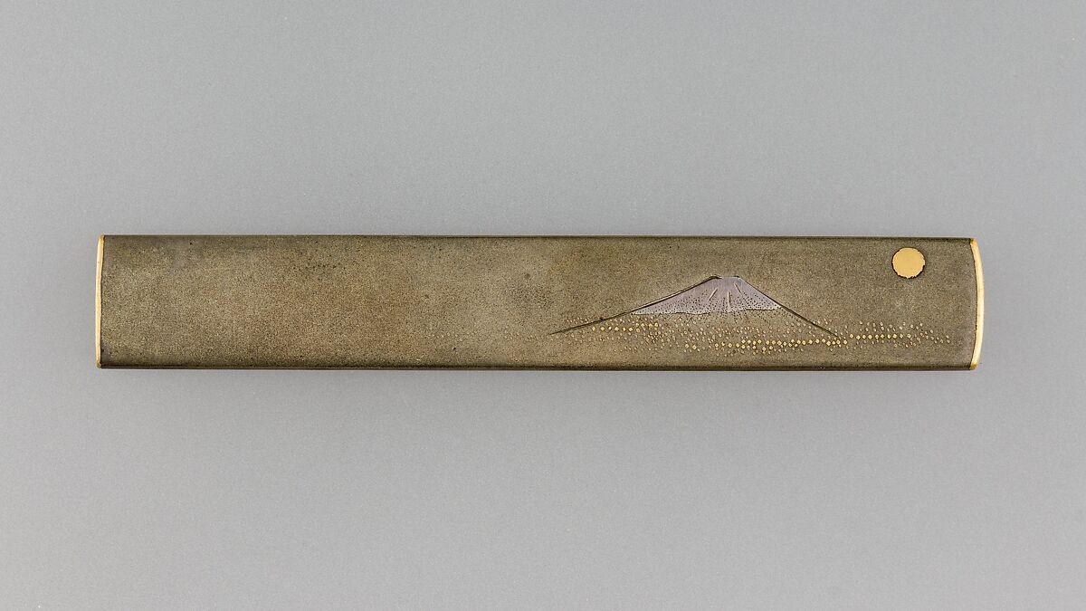 Knife Handle (Kozuka), Copper-silver alloy (shibuichi), gold, silver, Japanese 