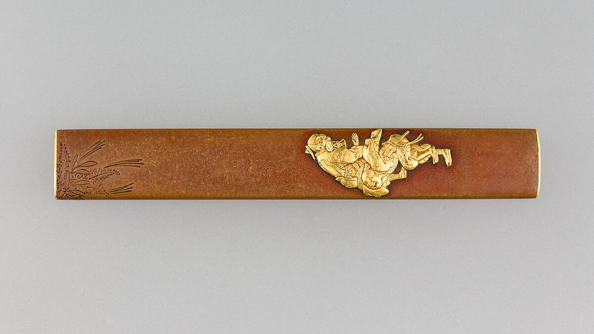 Knife Handle (Kozuka), Copper, gold, Japanese 