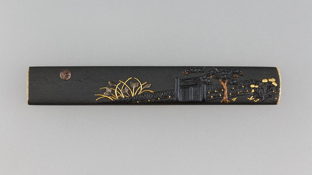 Knife Handle (Kozuka), Copper-gold alloy (shakudō), gold, silver, copper, copper-silver alloy (shibuichi), Japanese 