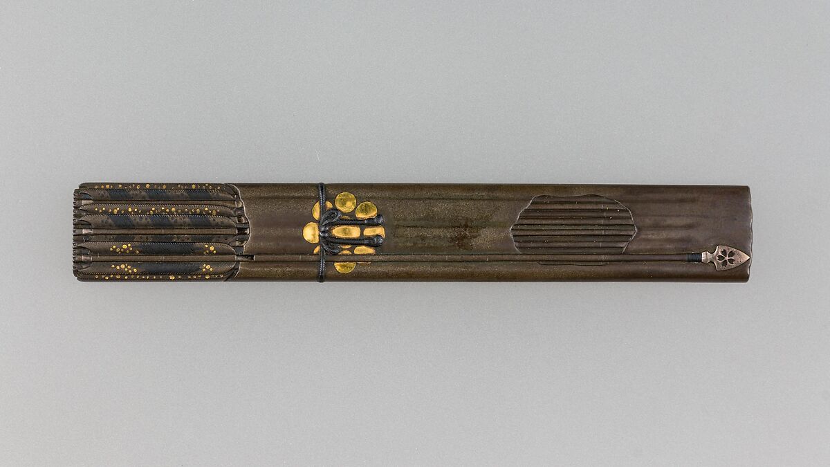 Knife Handle (Kozuka), Copper-silver alloy (shibuichi), silver, copper-gold alloy (shakudō), gold, Japanese 