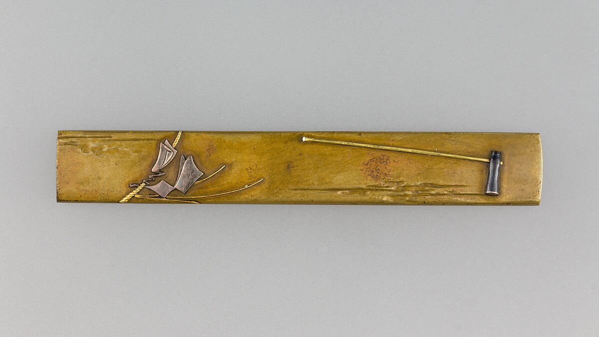 Knife Handle (Kozuka), Brass, gold, silver, copper-gold alloy (shakudō), copper-silver alloy (shibuichi), copper, Japanese 