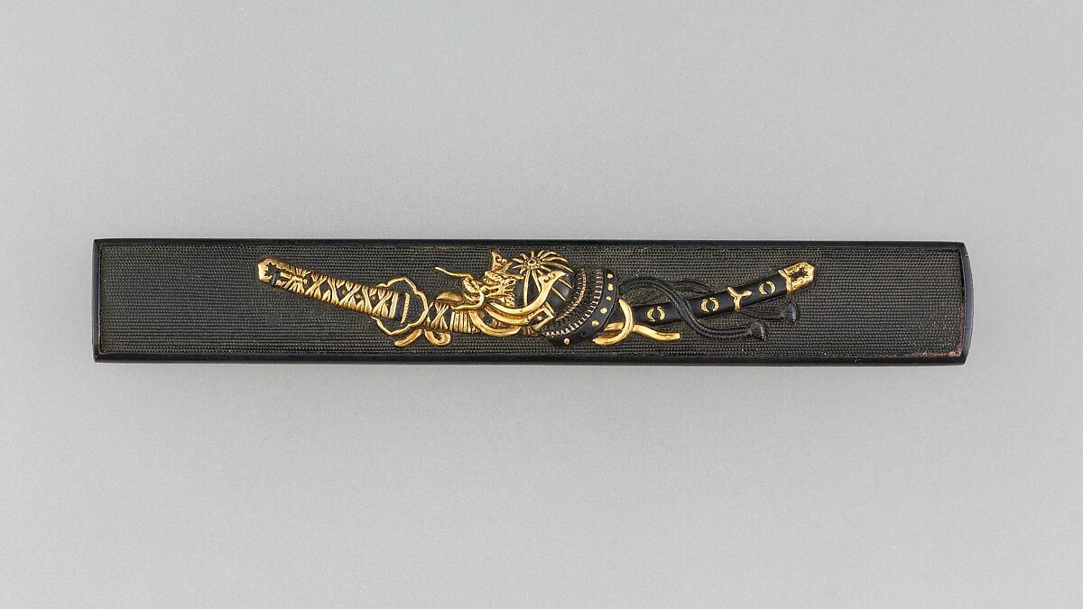 Knife Handle (Kozuka), Copper-gold alloy (shakudō), gold, Japanese 