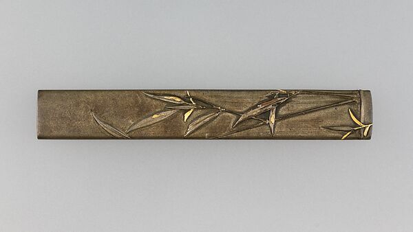 Knife Handle (Kozuka), Copper-silver alloy (shibuichi), gold, Japanese 