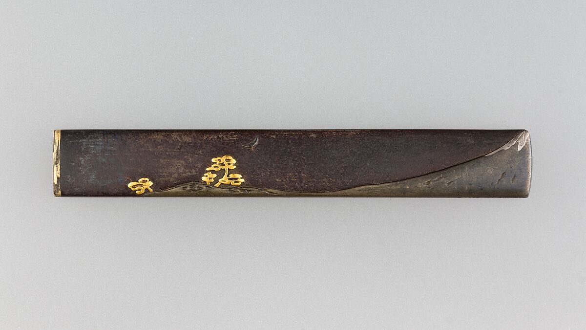 Knife Handle (Kozuka), Iron, copper-silver alloy (shibuichi), gold, silver, Japanese 