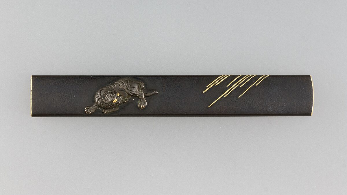 Knife Handle (Kozuka), Copper-gold alloy (shakudō), copper-silver alloy (shibuichi), gold, Japanese 