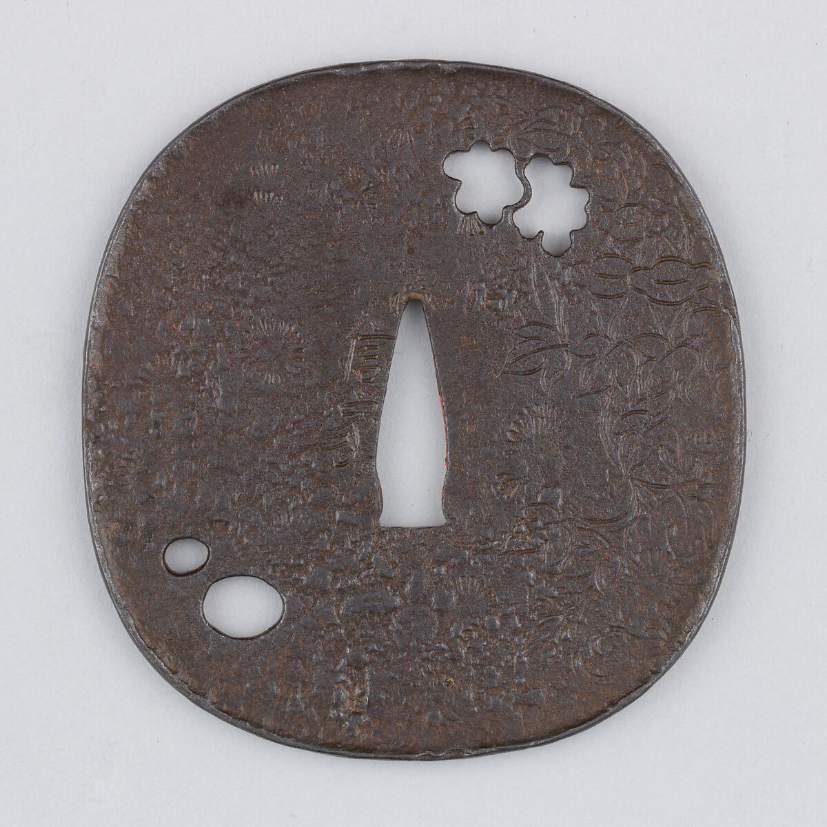 Sword Guard (Tsuba), Iron, copper, Japanese