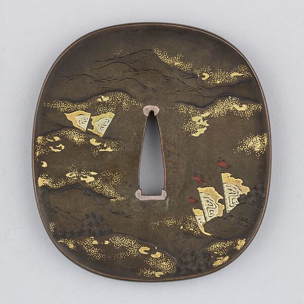 Sword Guard (Tsuba), Copper-silver alloy (shibuichi), gold, copper-gold alloy (shakudō), copper, silver, Japanese