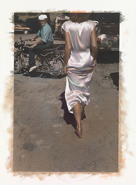 Silk Dress Coming, Ann Rhoney (American, born Niagara Falls, New York, 1953), Gelatin silver print with applied color 