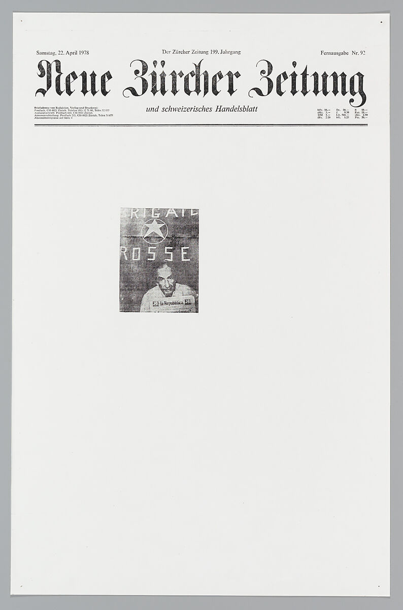 April 21, 1978, Sarah Charlesworth (American, East Orange, New Jersey 1947–2013 Hartford, Connecticut), Photostats, chromogenic prints