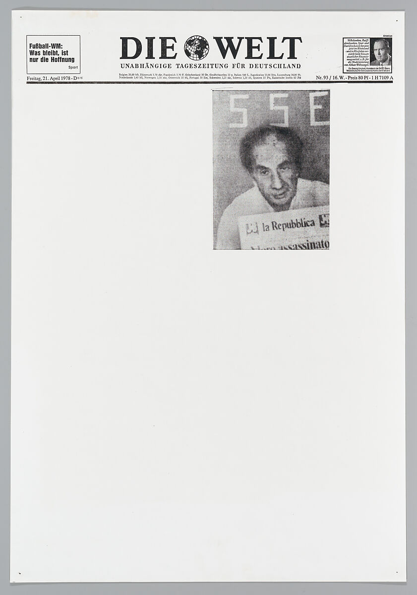 April 21, 1978, Sarah Charlesworth (American, East Orange, New Jersey 1947–2013 Hartford, Connecticut), Photostats, chromogenic prints