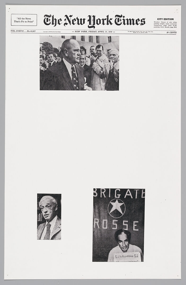 April 21, 1978, Sarah Charlesworth (American, East Orange, New Jersey 1947–2013 Hartford, Connecticut), Photostats, chromogenic prints