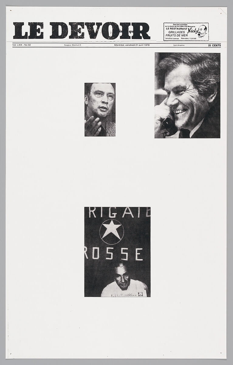 April 21, 1978, Sarah Charlesworth (American, East Orange, New Jersey 1947–2013 Hartford, Connecticut), Photostats, chromogenic prints