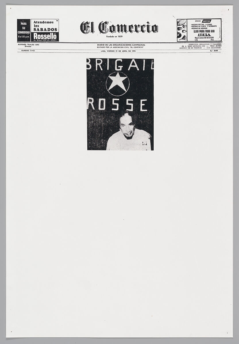 April 21, 1978, Sarah Charlesworth (American, East Orange, New Jersey 1947–2013 Hartford, Connecticut), Photostats, chromogenic prints