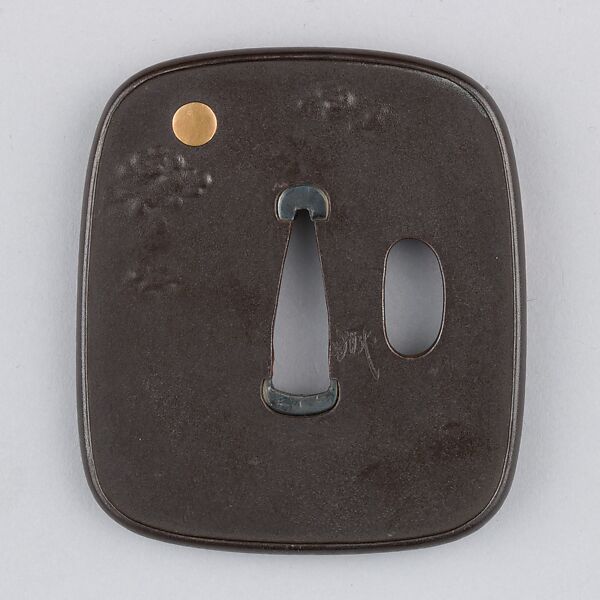 Sword Guard (Tsuba), Iron, gold, copper-gold alloy (shakudō), silver, copper, Japanese