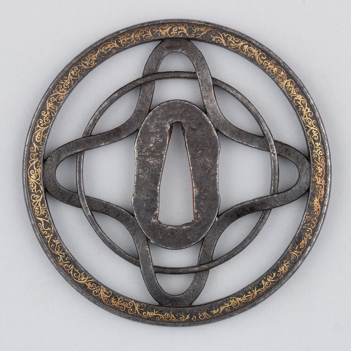 Sword Guard (Tsuba), Iron, gold, copper, Japanese