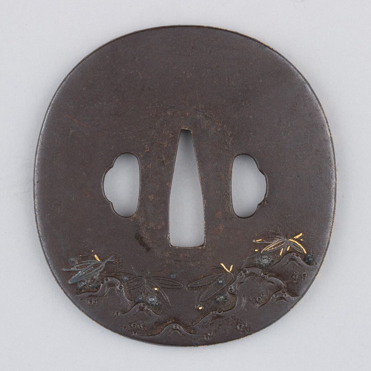 Sword Guard (Tsuba), Iron, gold, silver, copper, Japanese