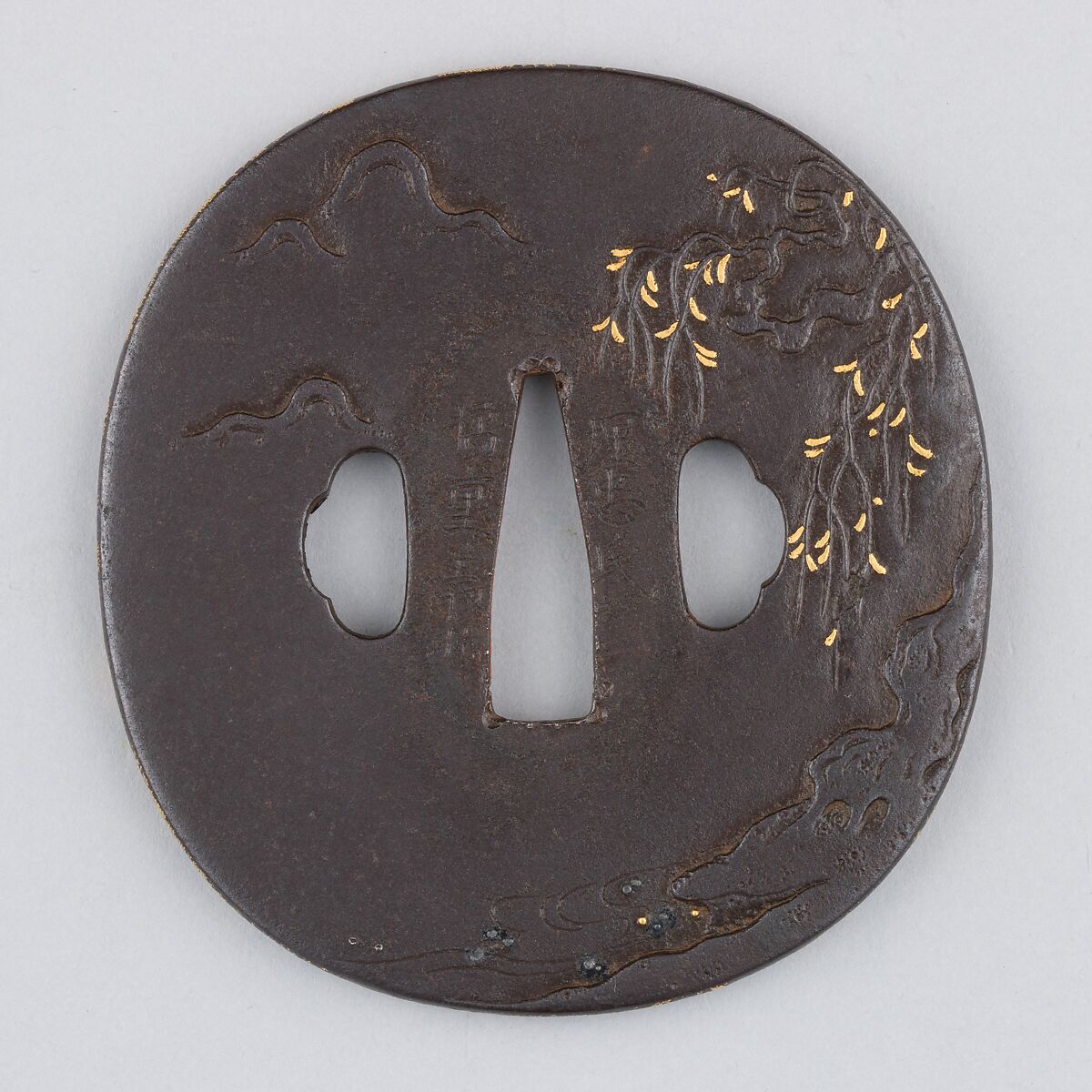 Sword Guard (Tsuba), Iron, gold, silver, copper, Japanese 