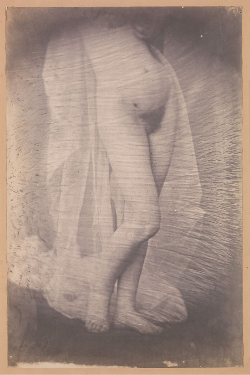 [Standing Female Nude], Unknown (French), Salted paper print from collodion glass negative 