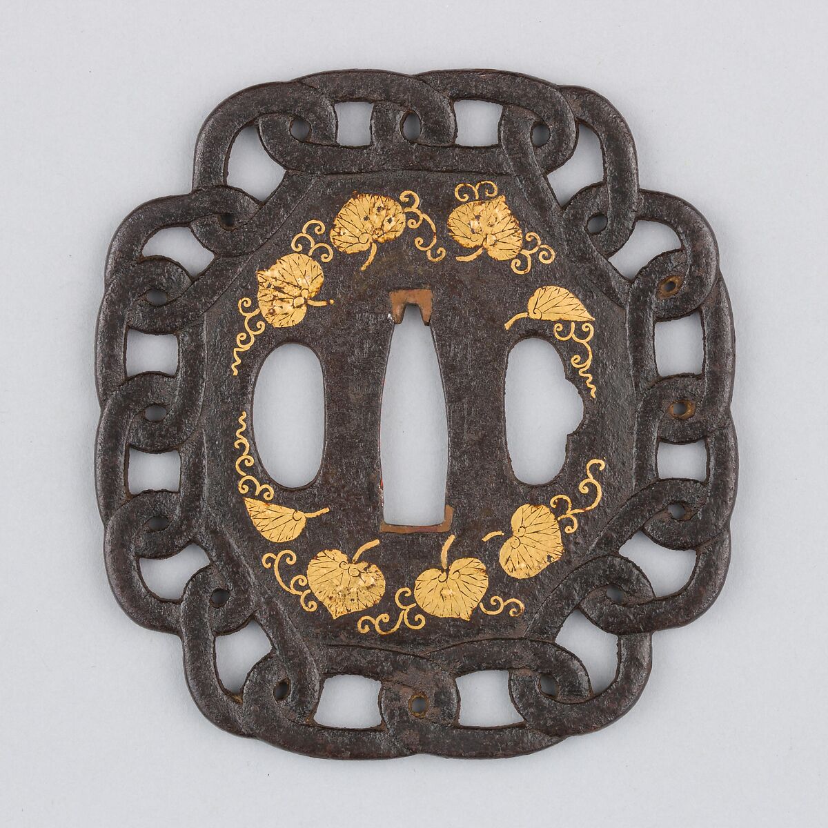 Sword Guard (Tsuba), Iron, gold, copper, Japanese 