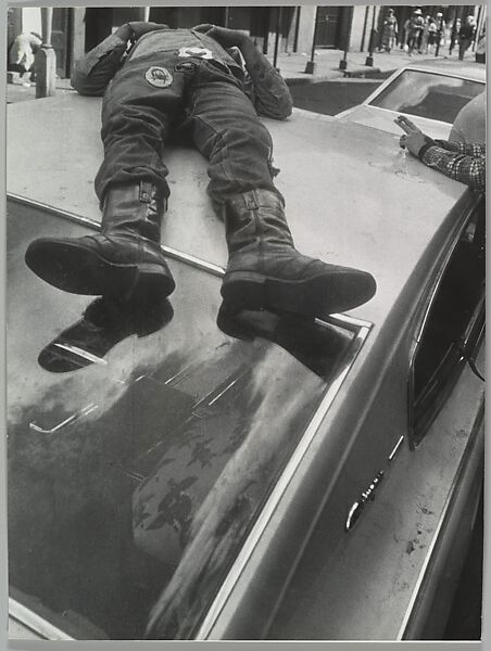 [Man Lying on Roof of Car], Leon Levinstein (American, Buckhannon, West Virginia 1910–1988 New York), Gelatin silver print 