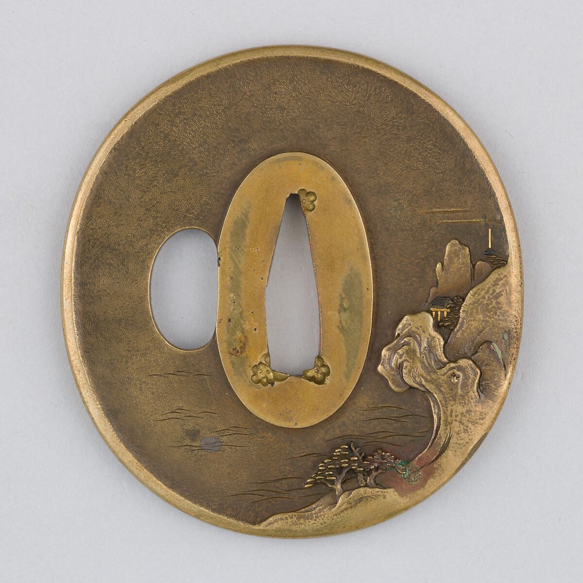 Sword Guard (Tsuba), Bronze, gold, silver, copper-gold alloy (shakudō), copper, Japanese