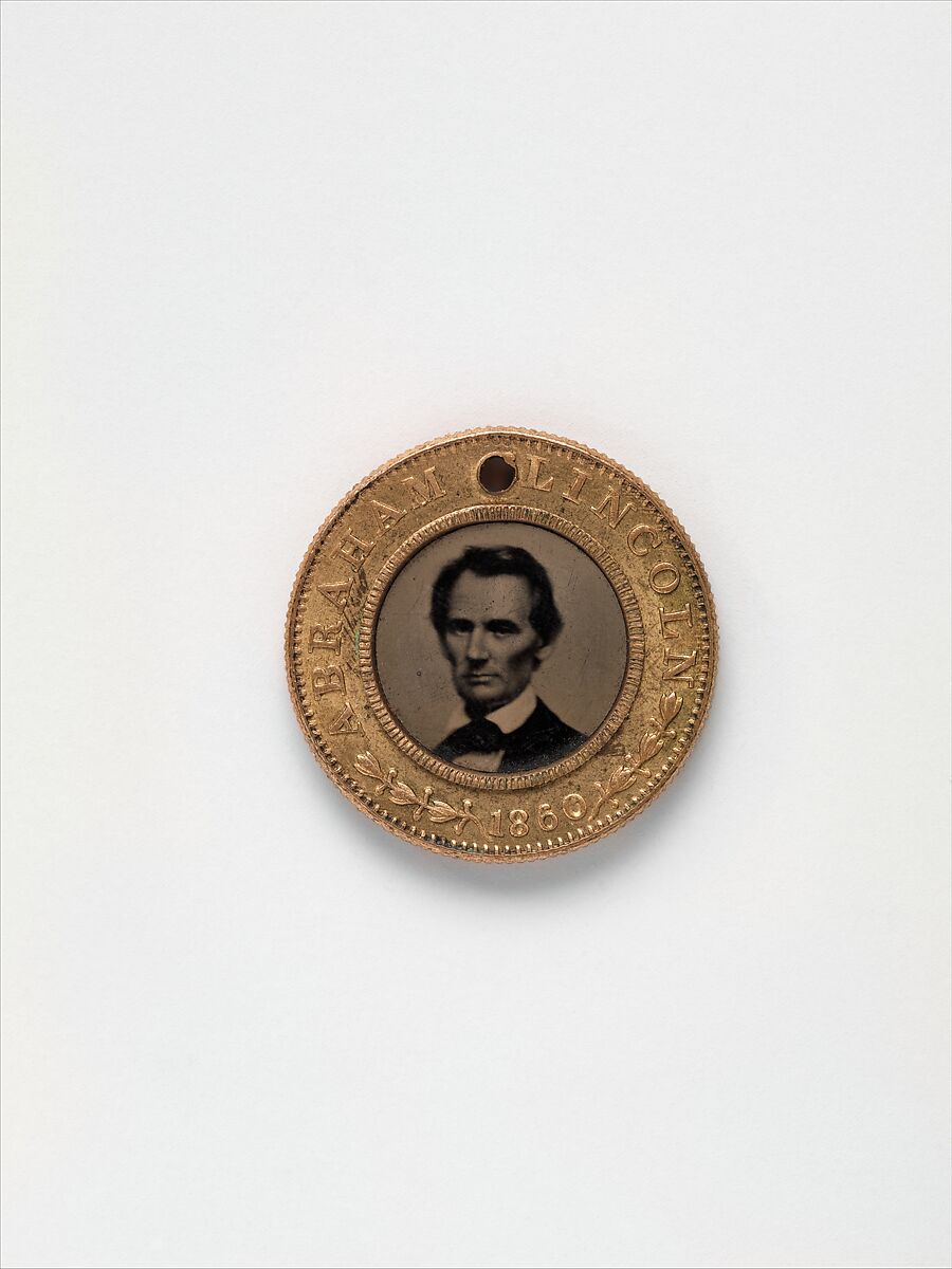 [Presidential Campaign Medal with portraits of Abraham Lincoln and Hannibal Hamlin], Unknown, Tintype 