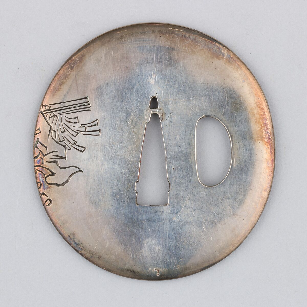Sword Guard (Tsuba), Silver, copper, Japanese