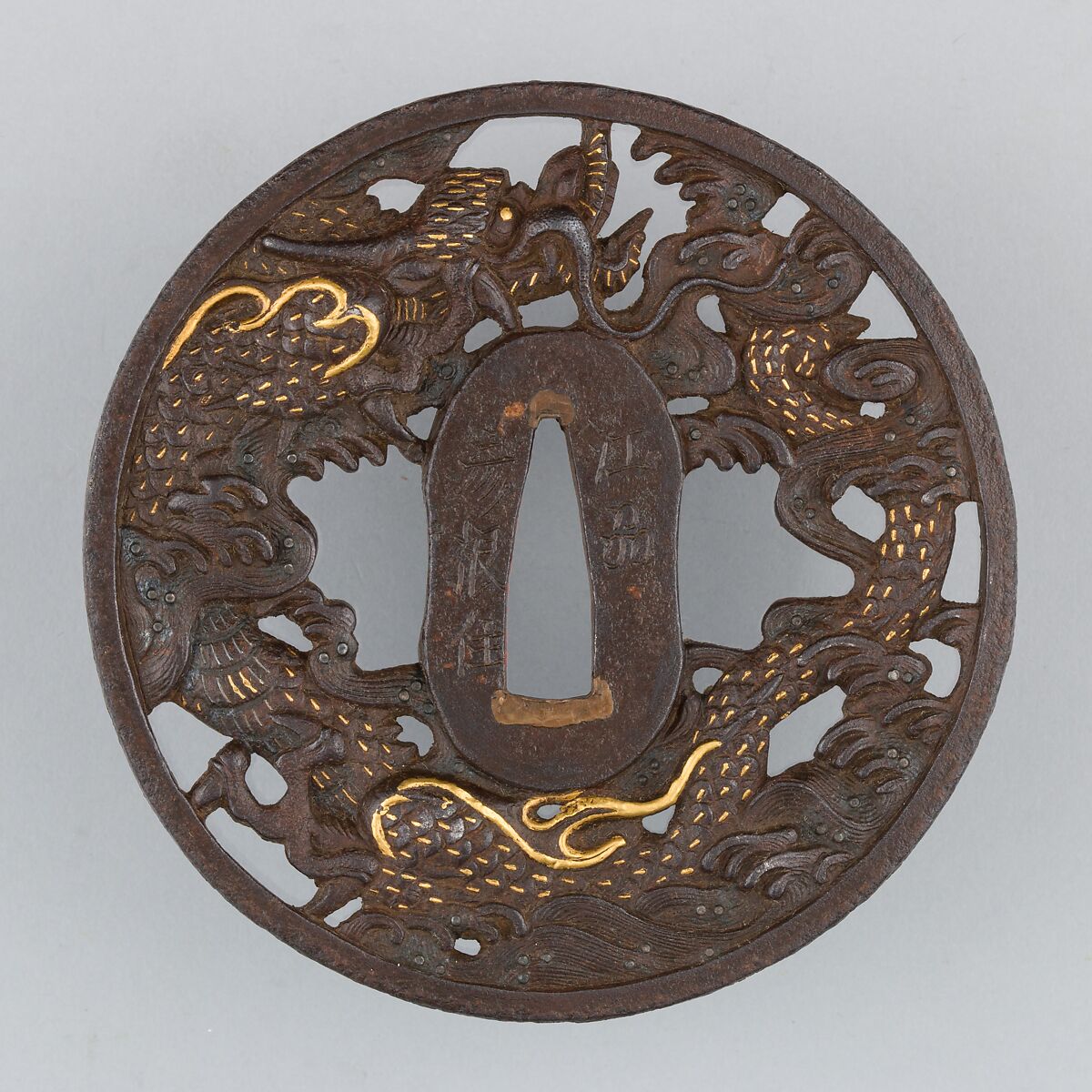 Sword Guard (Tsuba), Iron, gold, copper, Japanese