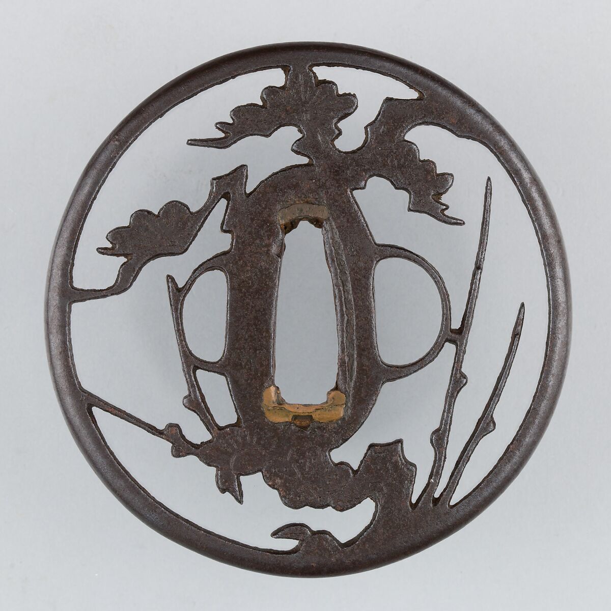 Sword Guard (Tsuba), Iron, copper, Japanese