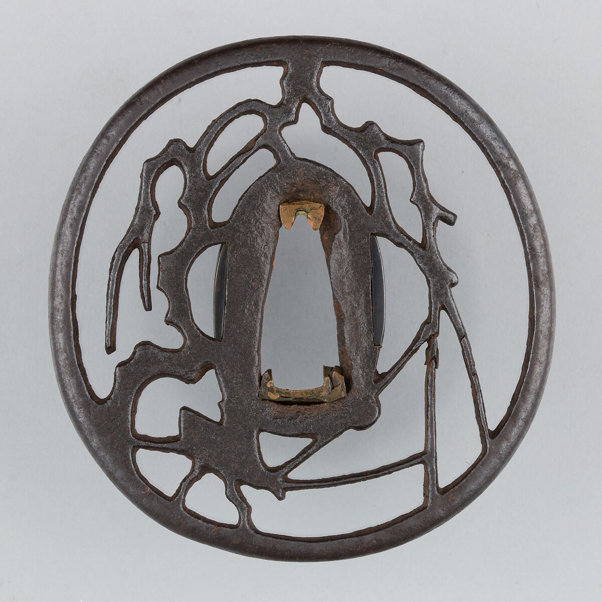 Sword Guard (Tsuba), Attributed to the Akasaka school (Japanese), Iron, copper, Japanese