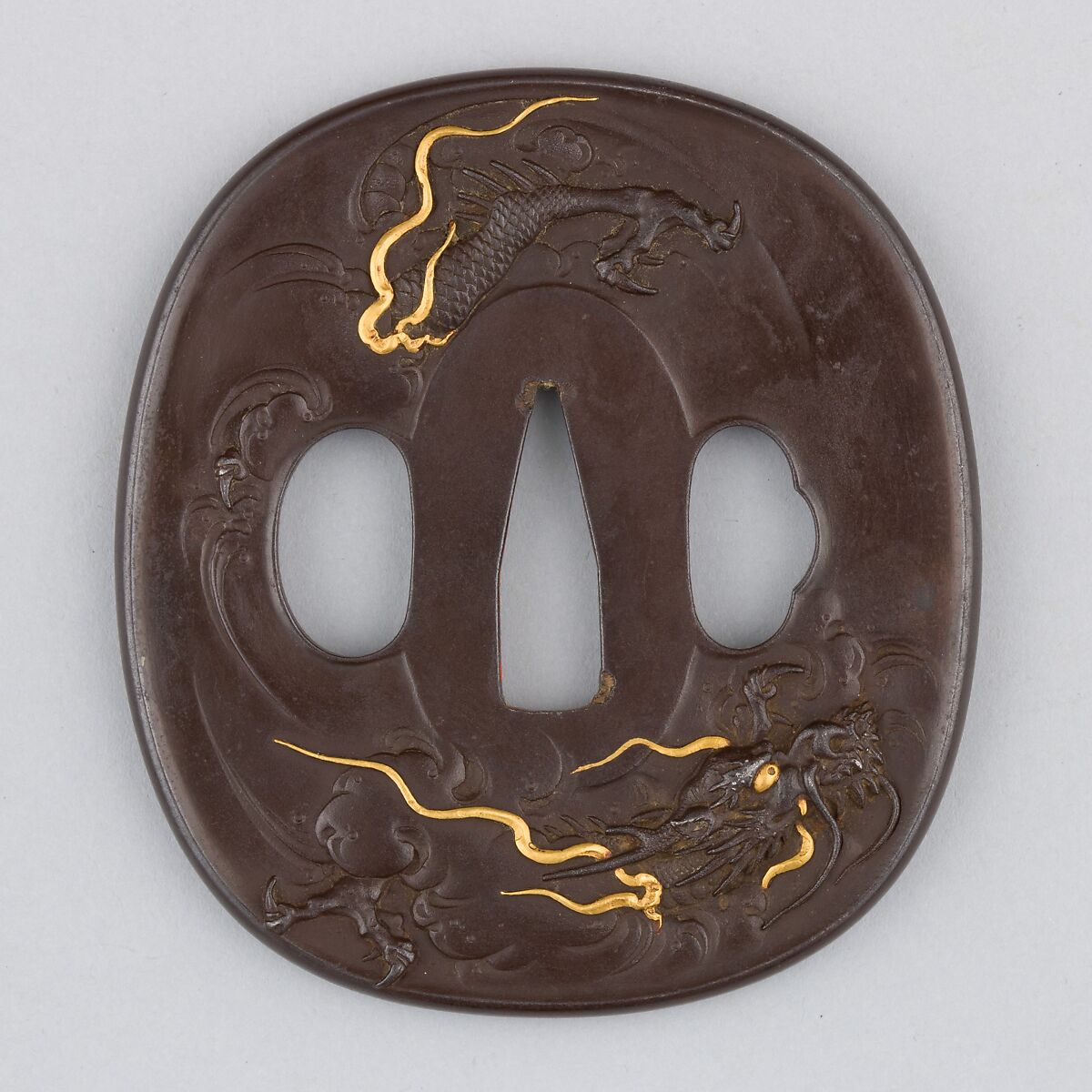 Sword Guard (Tsuba), Iron, gold, copper, Japanese