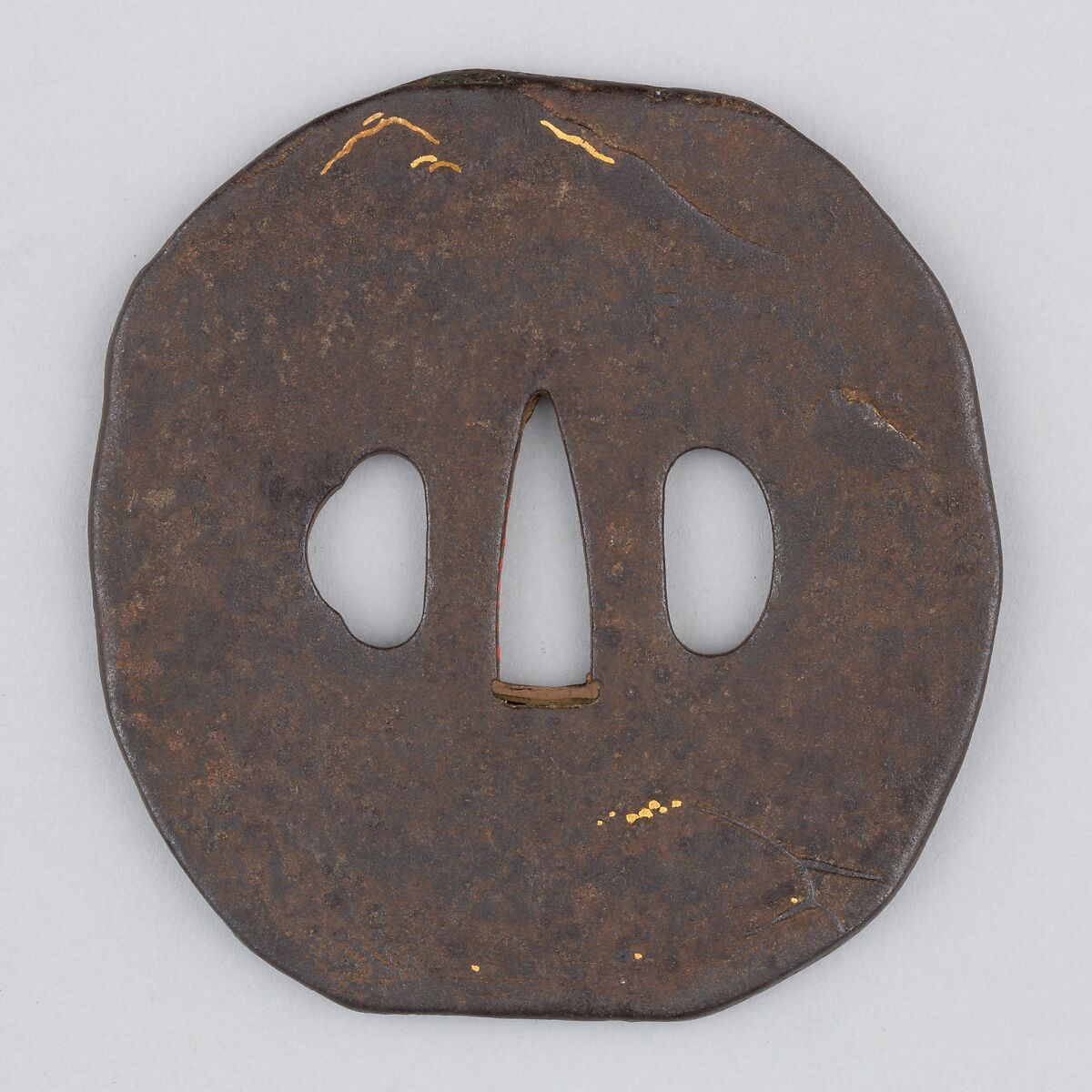 Sword Guard (Tsuba), Iron, gold, copper, Japanese