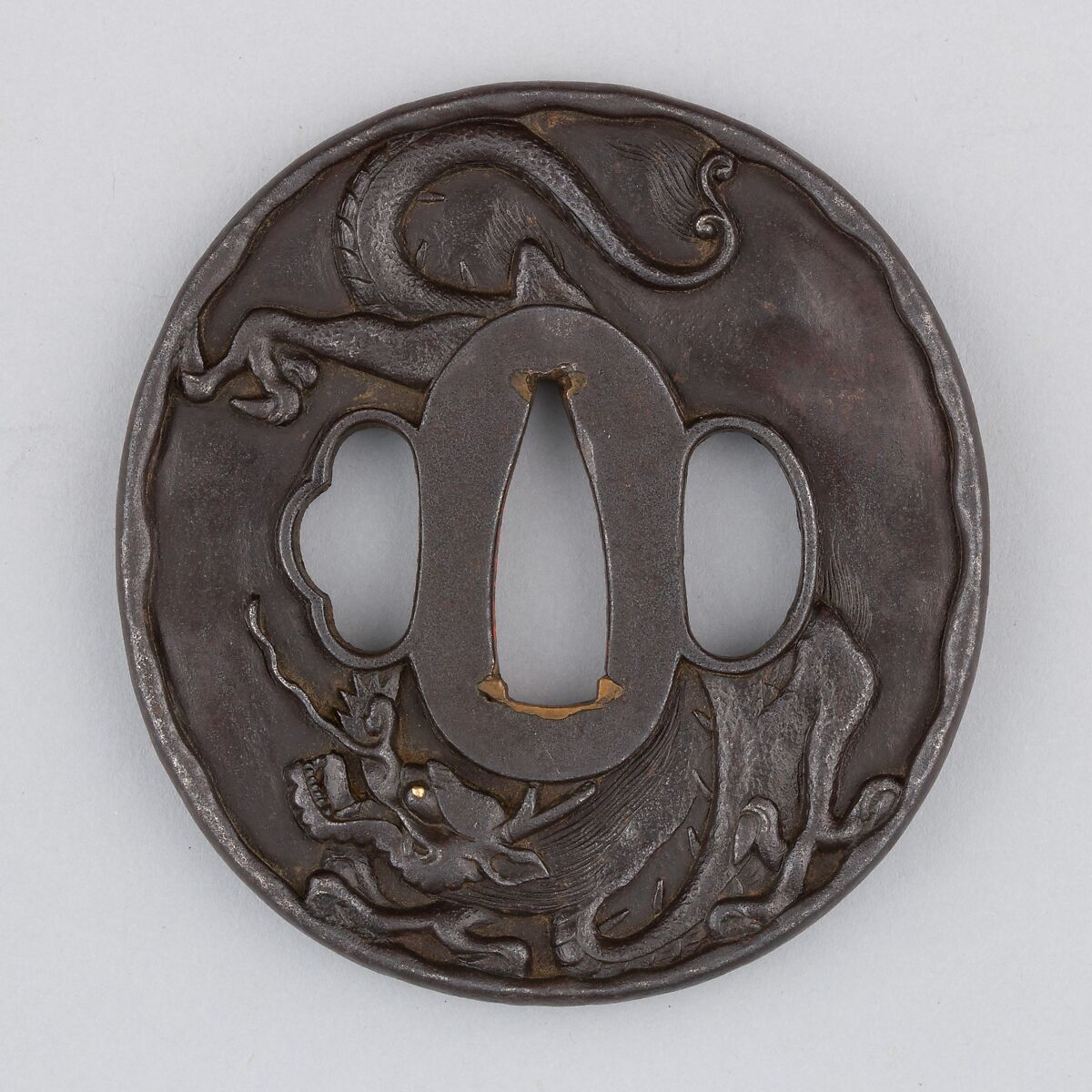 Sword Guard (Tsuba), Iron, gold, copper, Japanese
