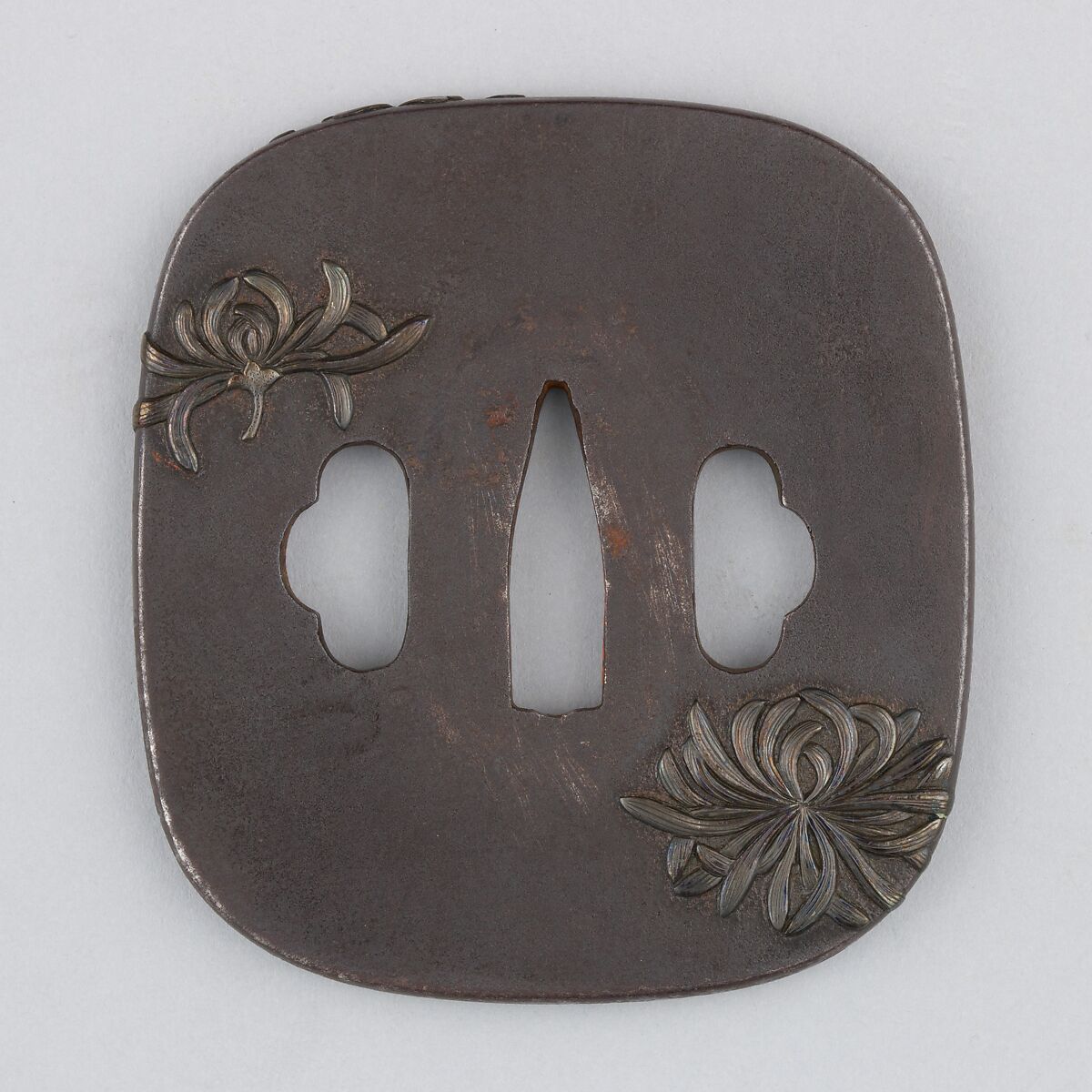 Sword Guard (Tsuba), Iron, silver, copper, Japanese