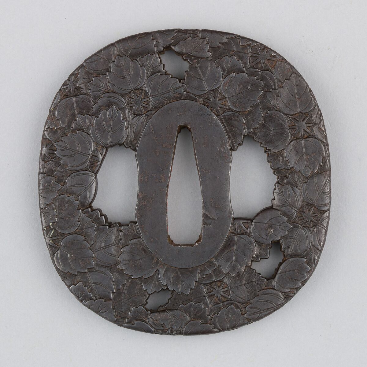 Sword Guard (Tsuba), Iron, copper, Japanese