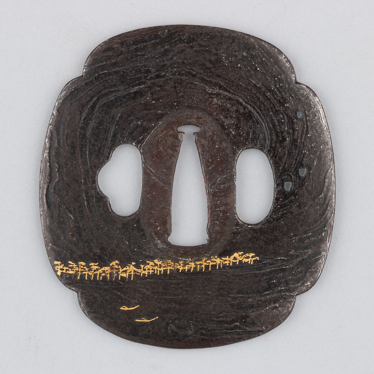 Sword Guard (Tsuba), Iron, gold, silver, copper, Japanese