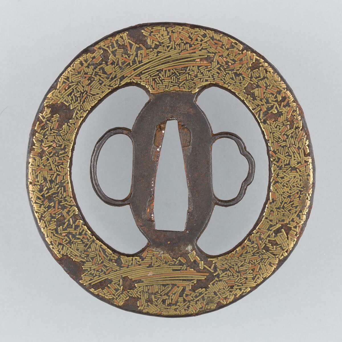 Sword Guard (Tsuba), Iron, brass, copper, Japanese