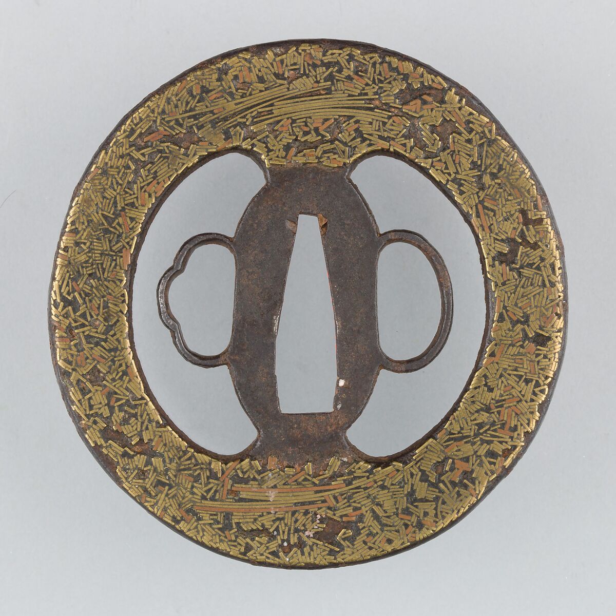 Sword Guard (Tsuba), Iron, brass, copper, Japanese 