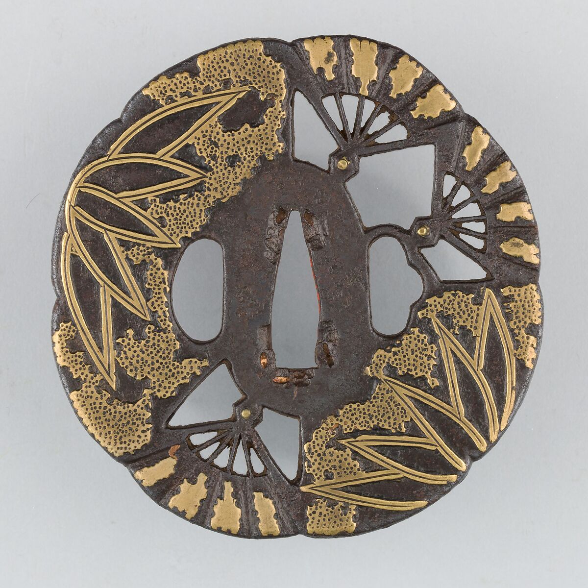 Sword Guard (Tsuba), Iron, brass, copper, Japanese