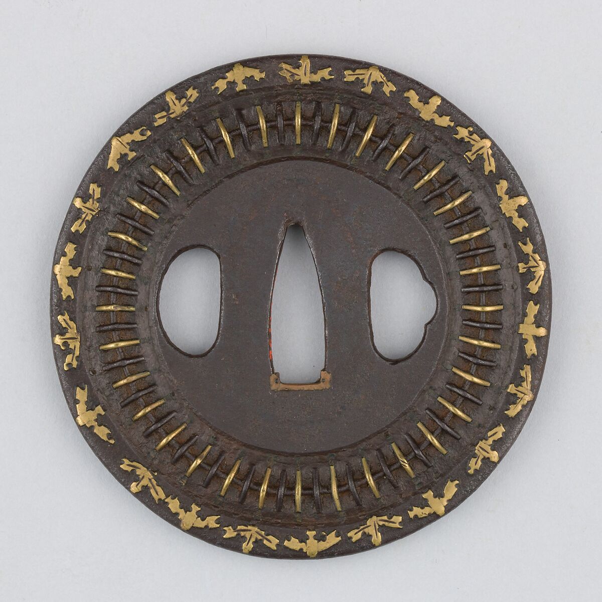Sword Guard (Tsuba), Iron, brass, copper, Japanese