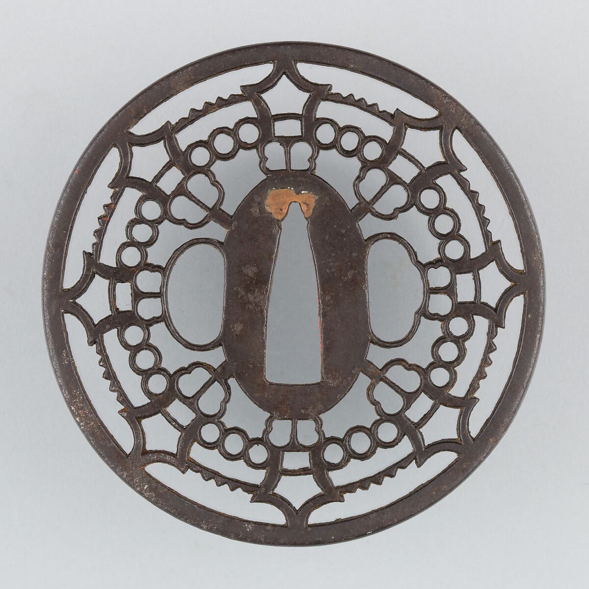 Sword Guard (Tsuba), Iron, copper, Japanese