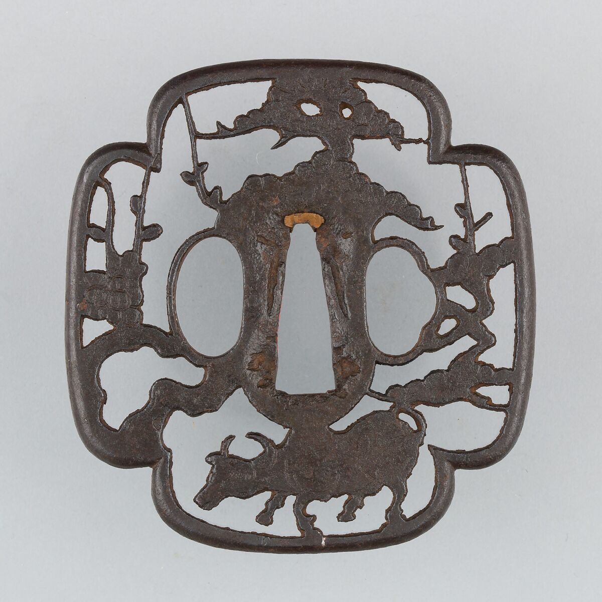 Sword Guard (Tsuba), Iron, copper, Japanese
