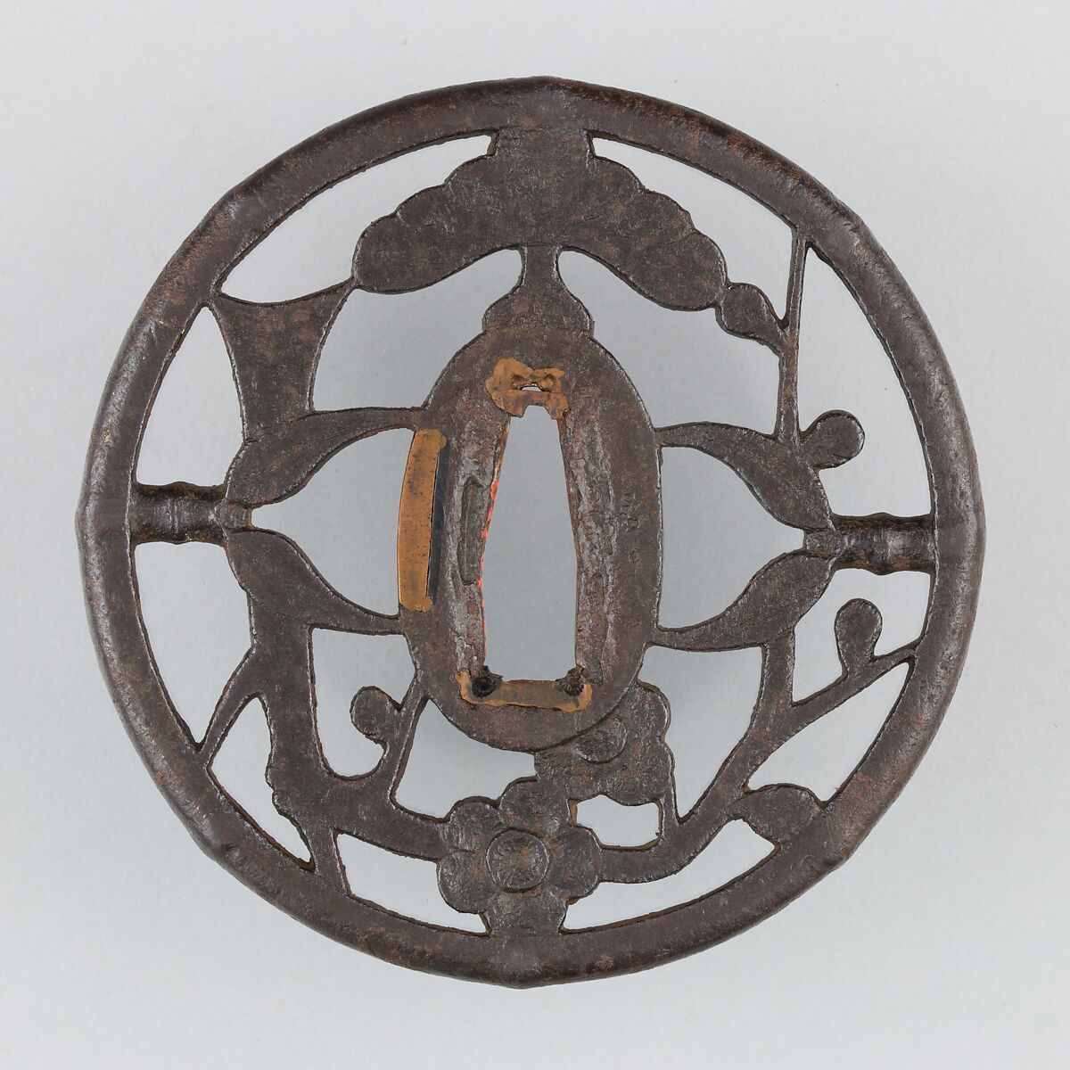 Sword Guard (Tsuba), Iron, copper, Japanese