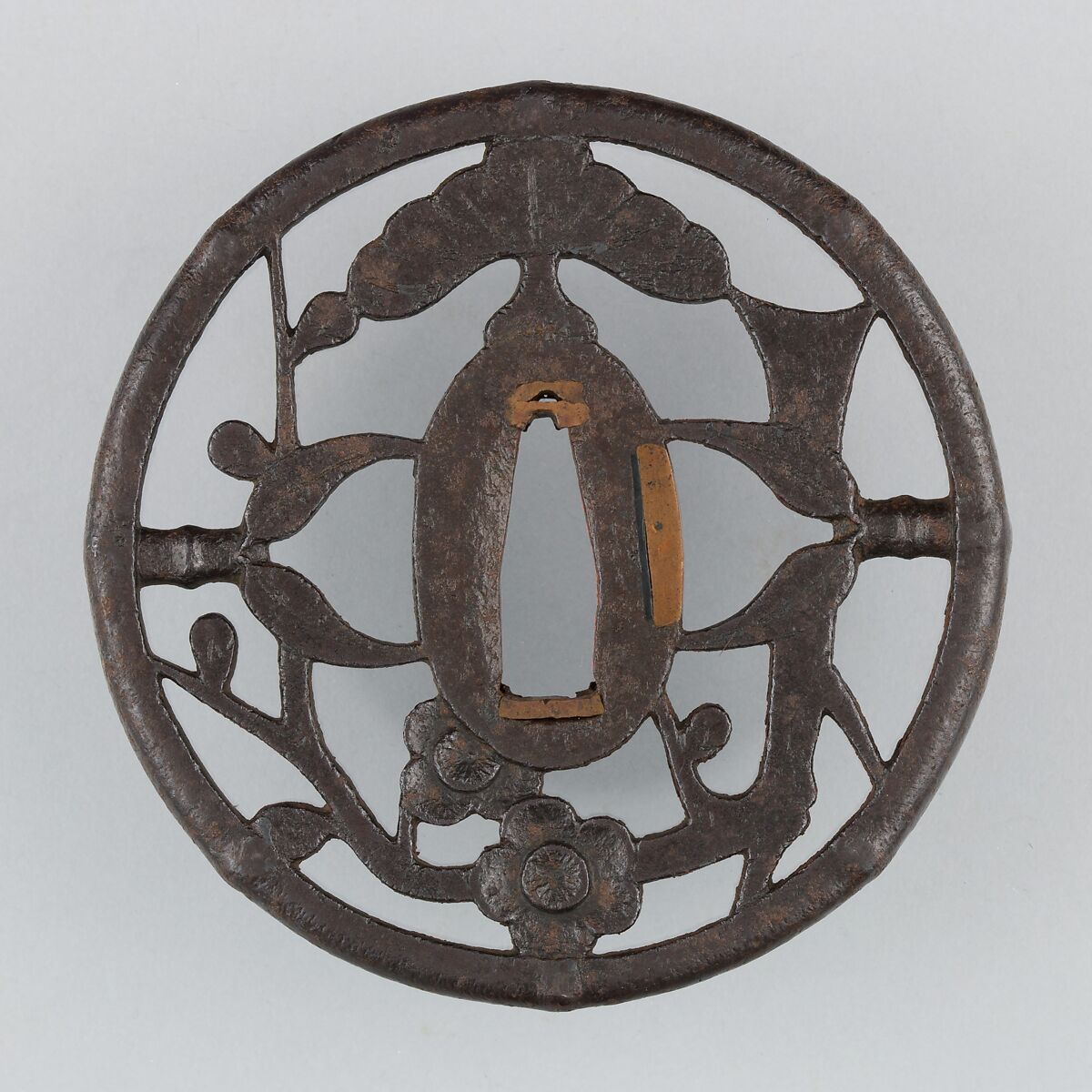 Sword Guard (Tsuba), Iron, copper, Japanese 