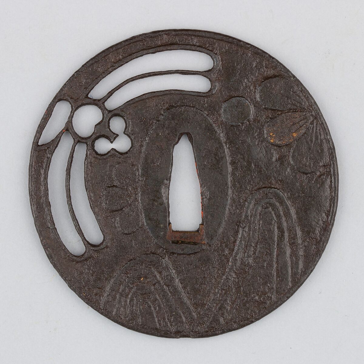 Sword Guard (Tsuba), Iron, gold, copper, Japanese 