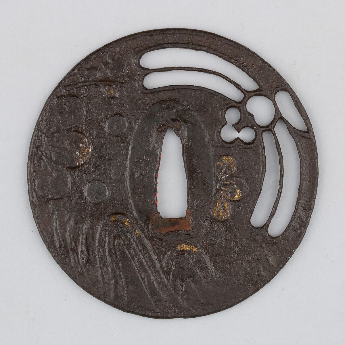 Sword Guard (Tsuba), Iron, gold, copper, Japanese