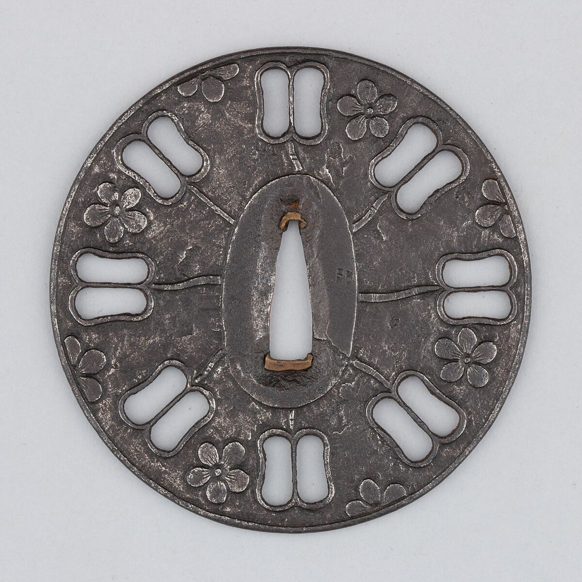 Sword Guard (Tsuba), Iron, copper, Japanese 