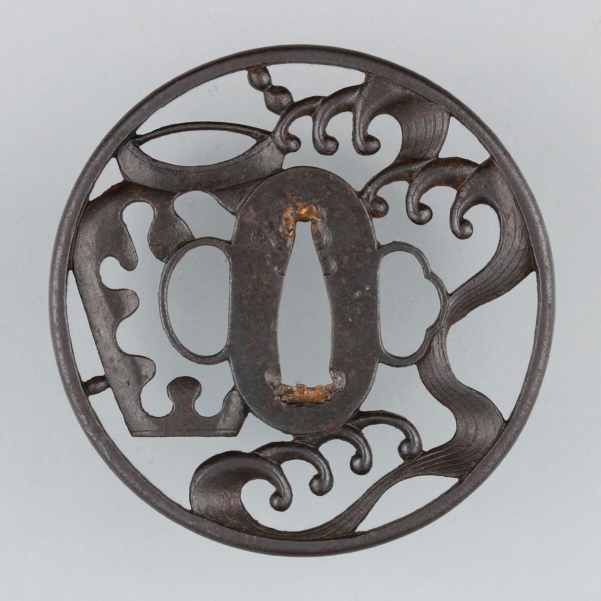 Sword Guard (Tsuba), Iron, copper, Japanese